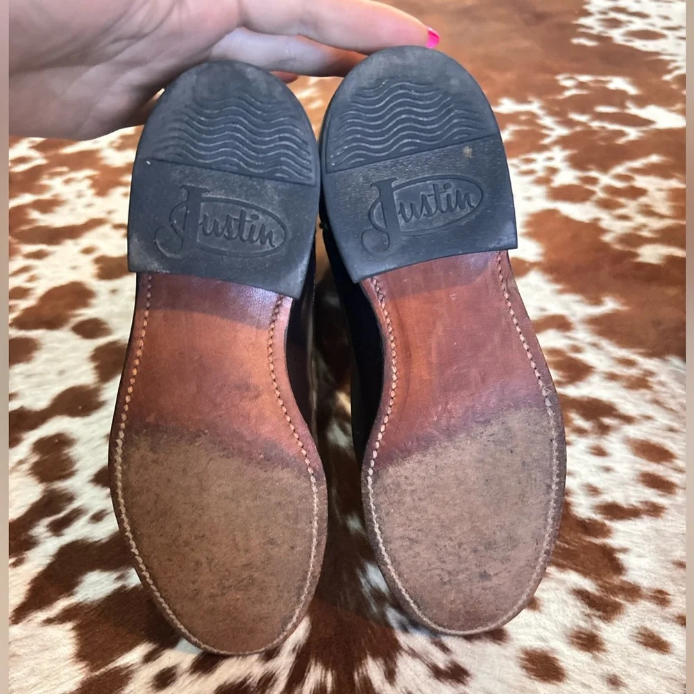 Justin Boots Classic Brown Leather‎ Western Boots size 4 B kids